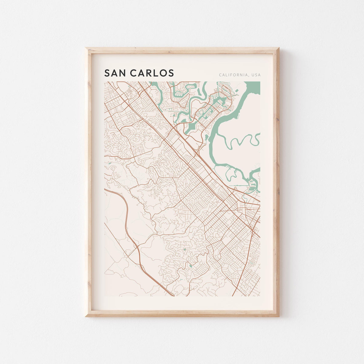 san carlos, california map poster - image 1