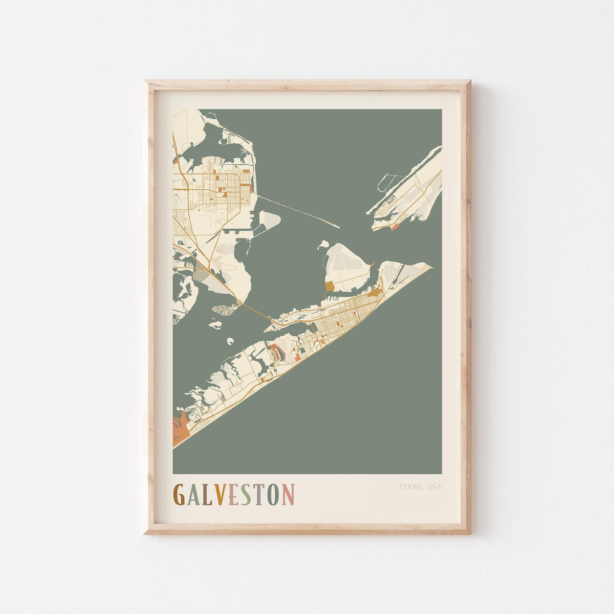 galveston, texas map poster - image 1