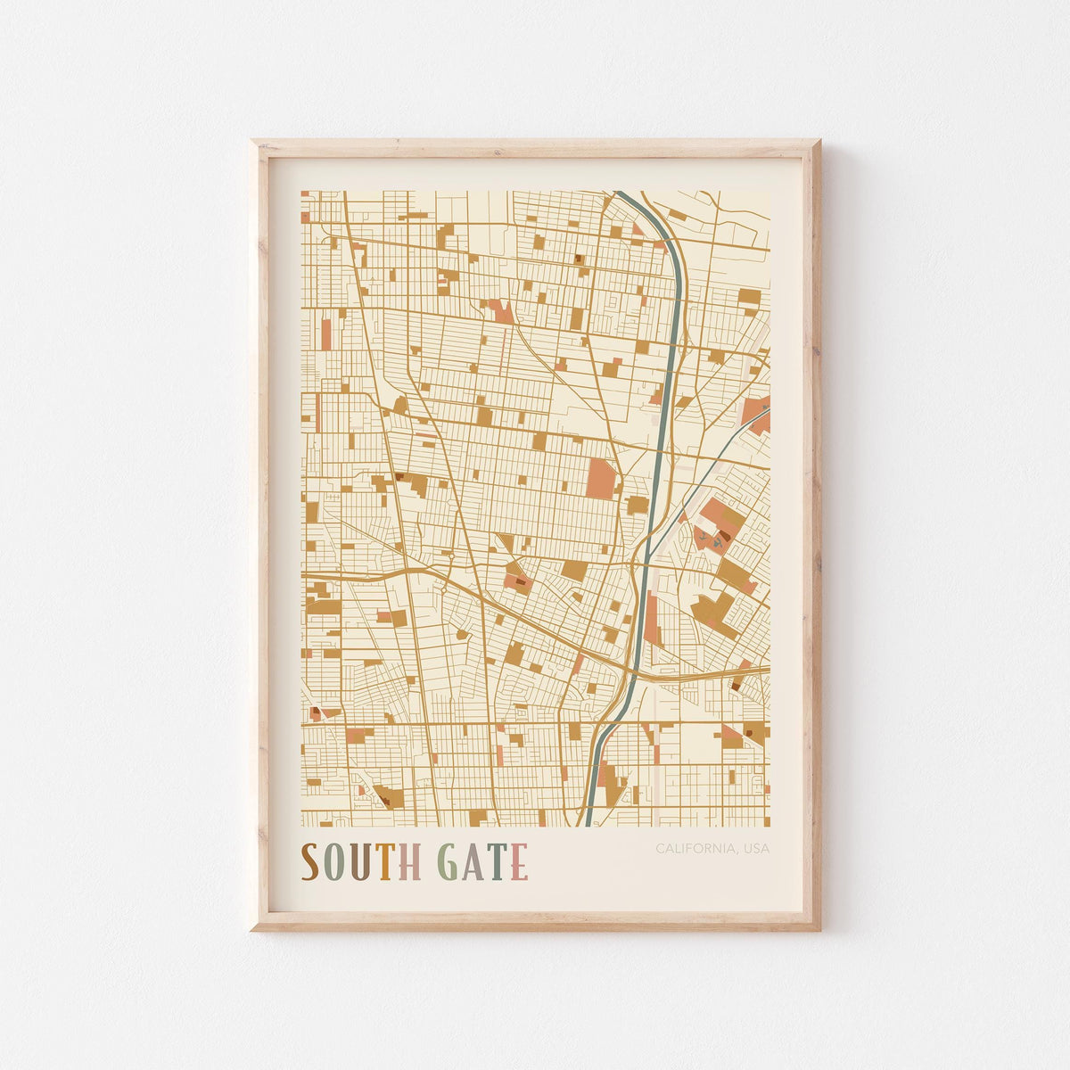 south gate, california map poster - image 1