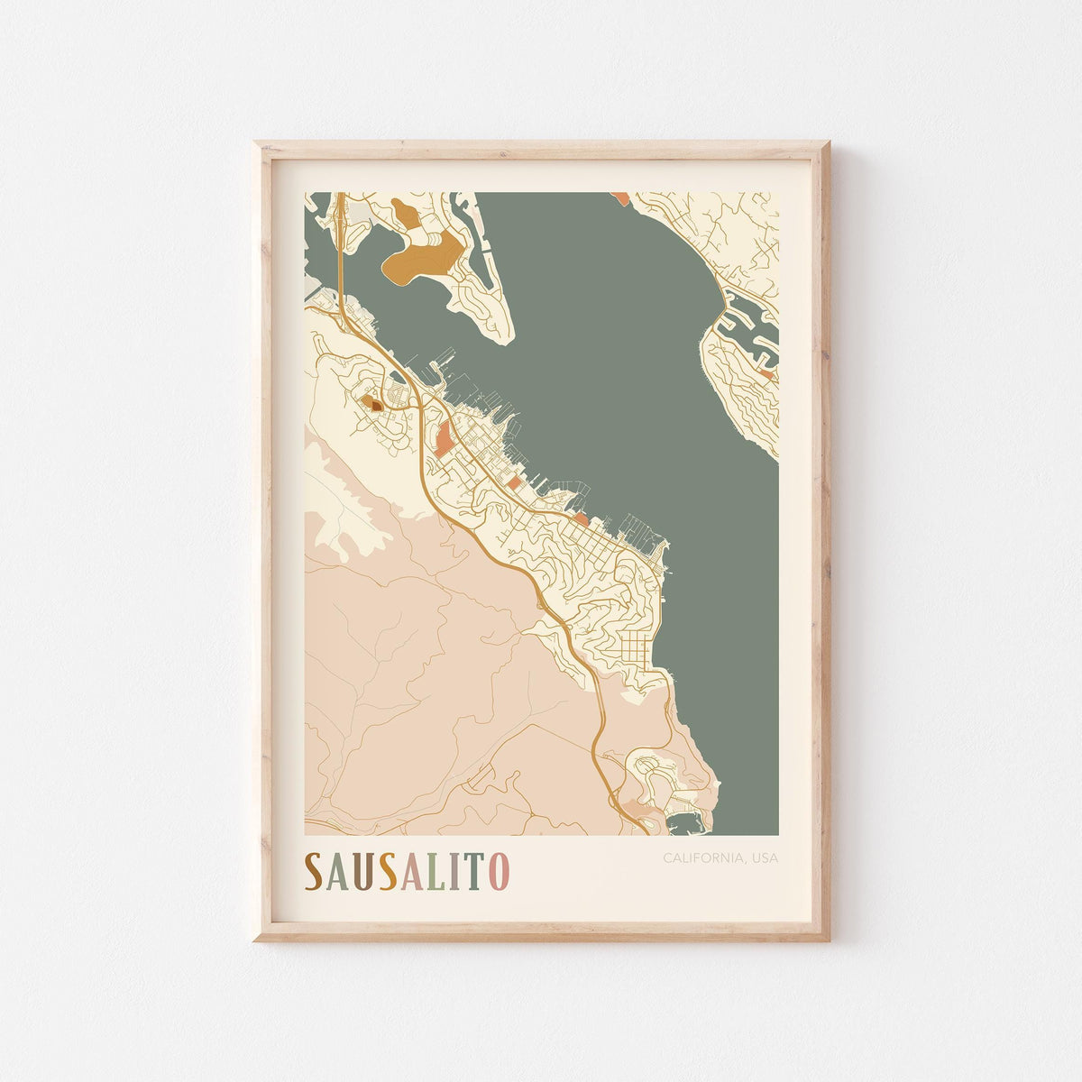 sausalito, california map poster - image 1