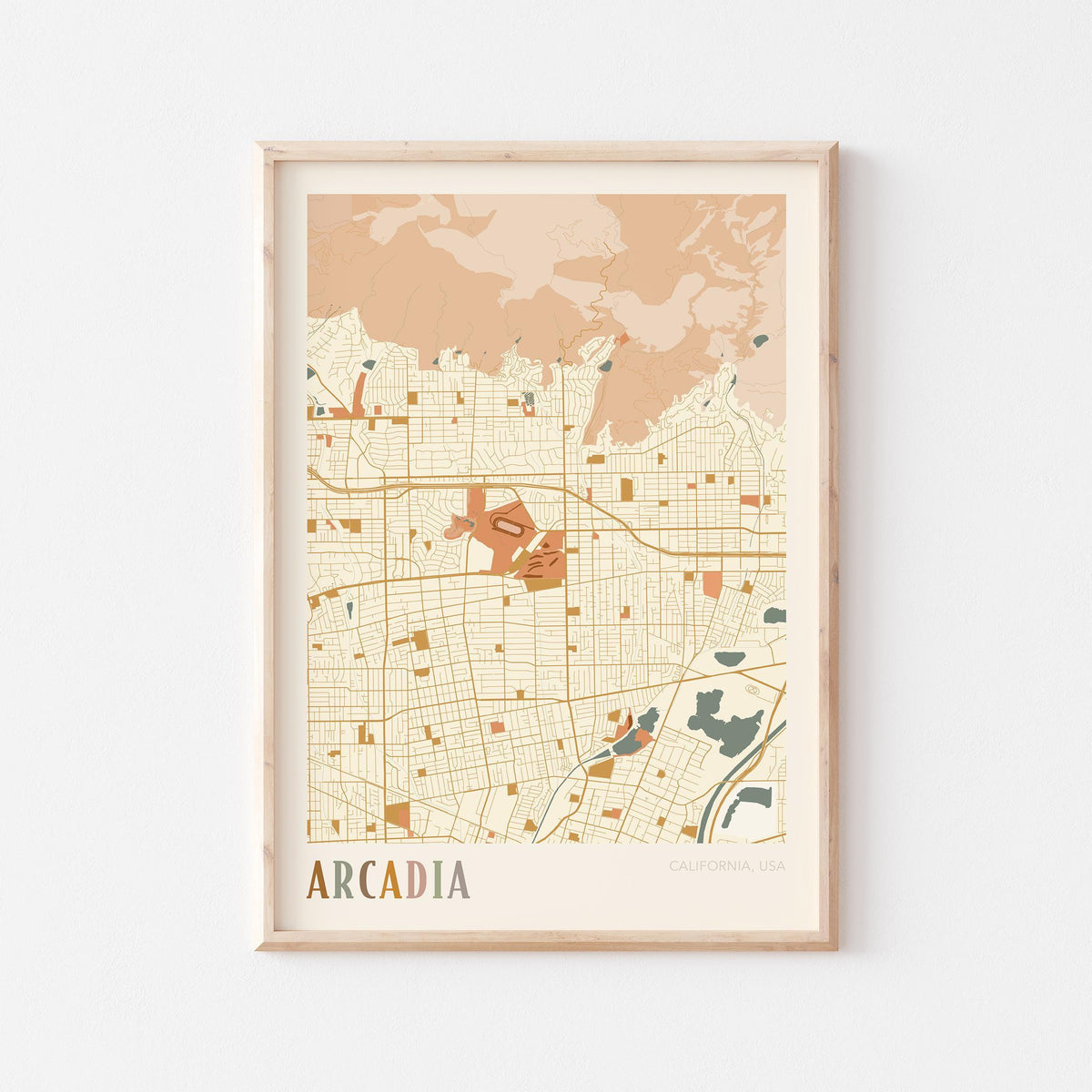 arcadia, california map poster - image 1