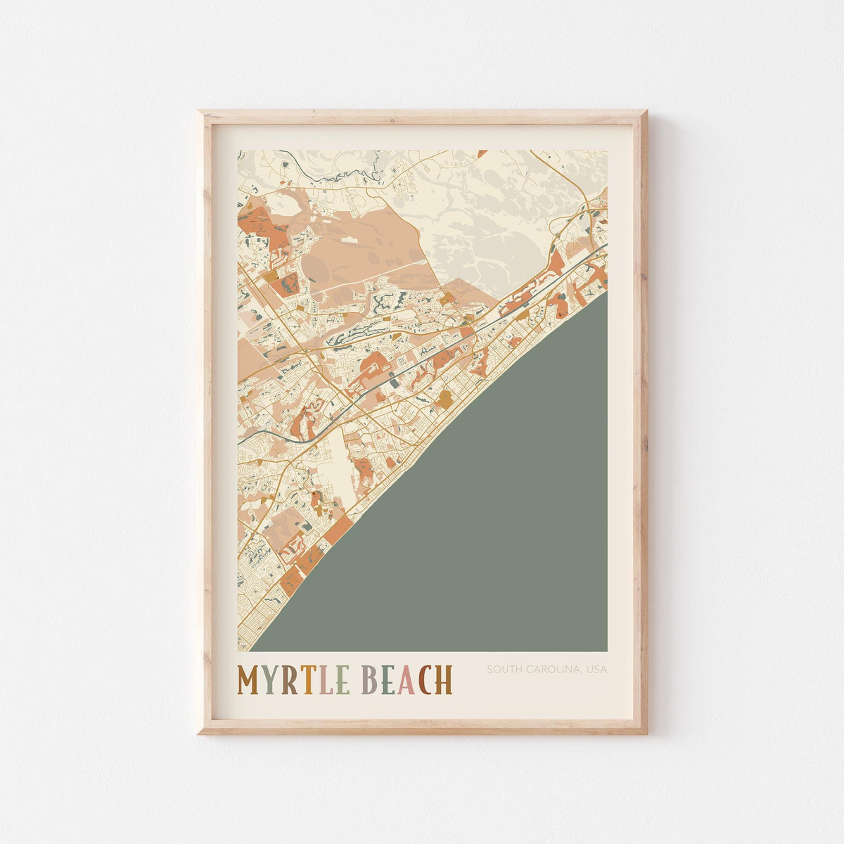 myrtle beach, south carolina map poster - image 1