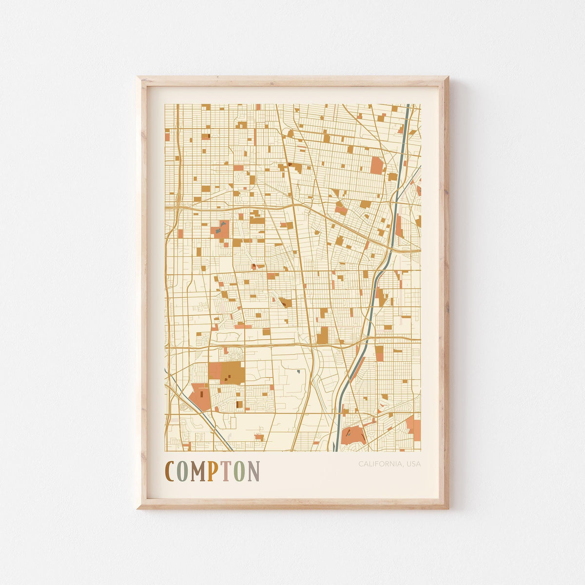 compton, california map poster - image 1