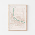 tri-cities, washington map poster - image 1