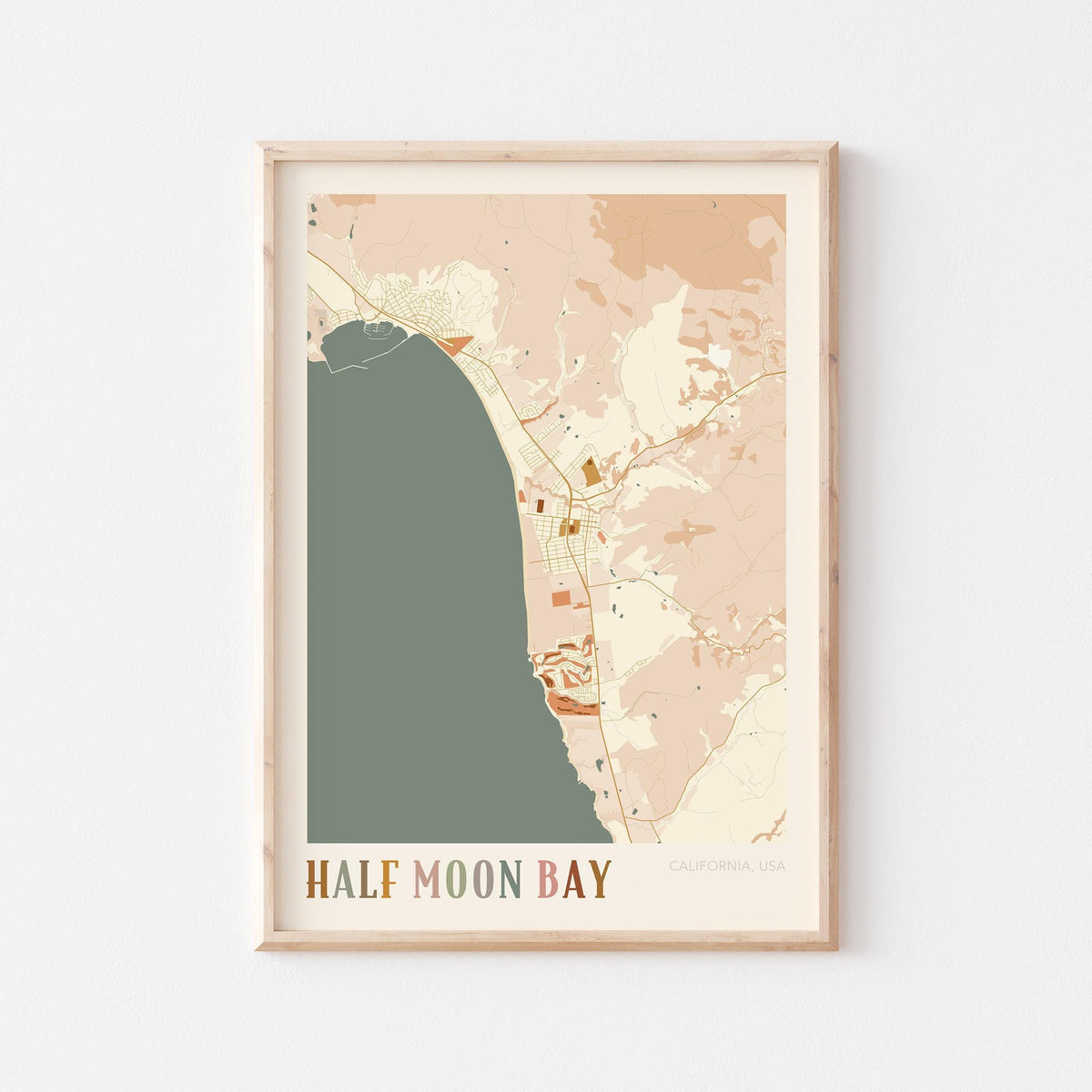 half moon bay, california map poster - image 1