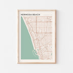 hermosa beach, california map poster - image 1