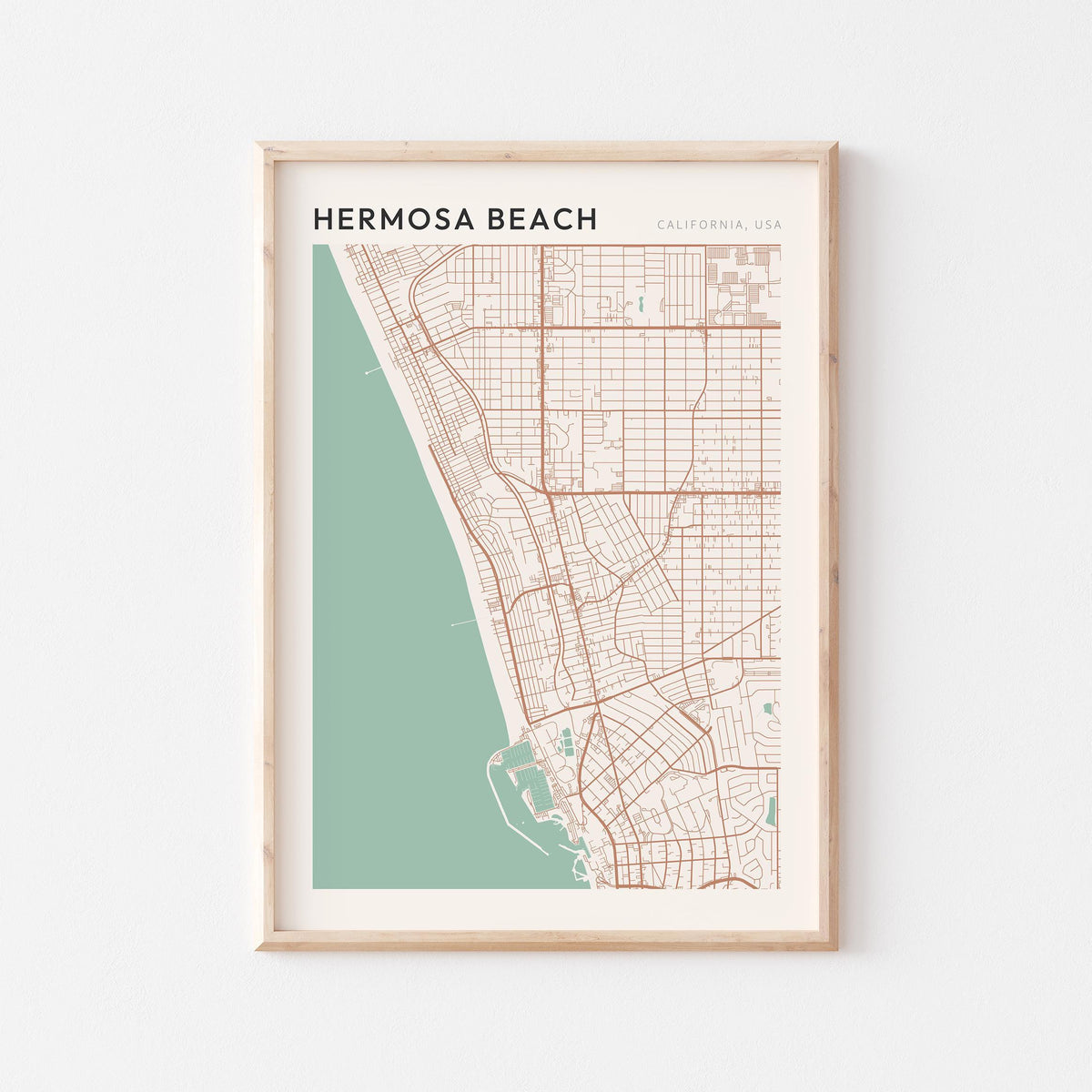 hermosa beach, california map poster - image 1