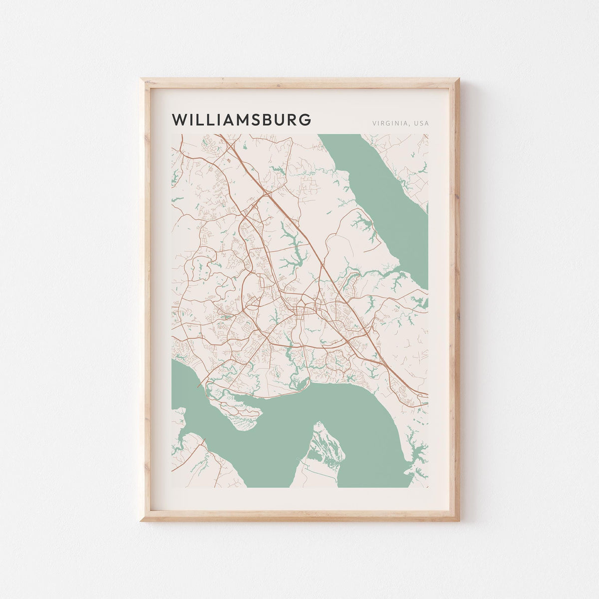 williamsburg, virginia map poster - image 1