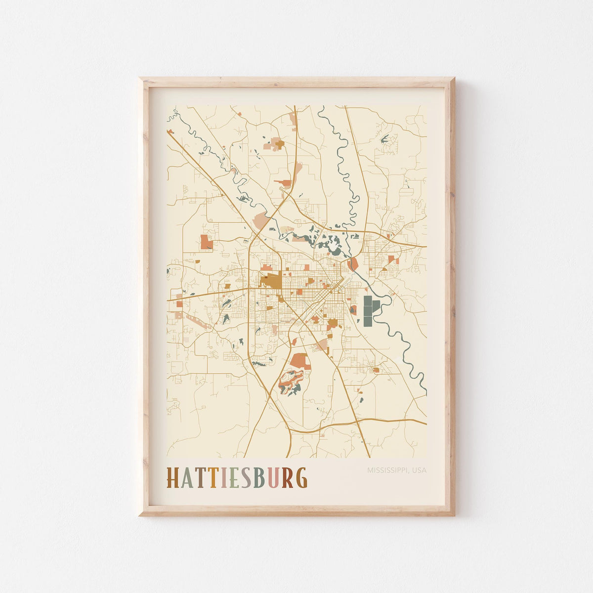 hattiesburg, mississippi map poster - image 1