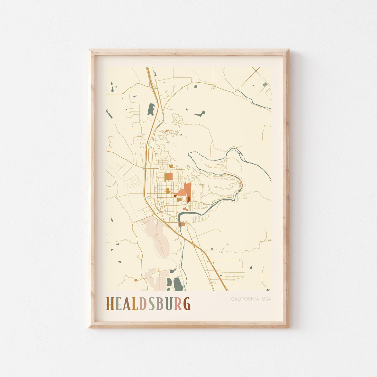 healdsburg, california map poster - image 1