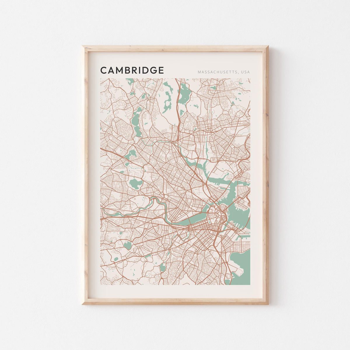 cambridge, massachusetts map poster - image 1