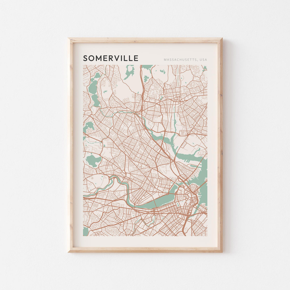 somerville, massachusetts map poster - image 1
