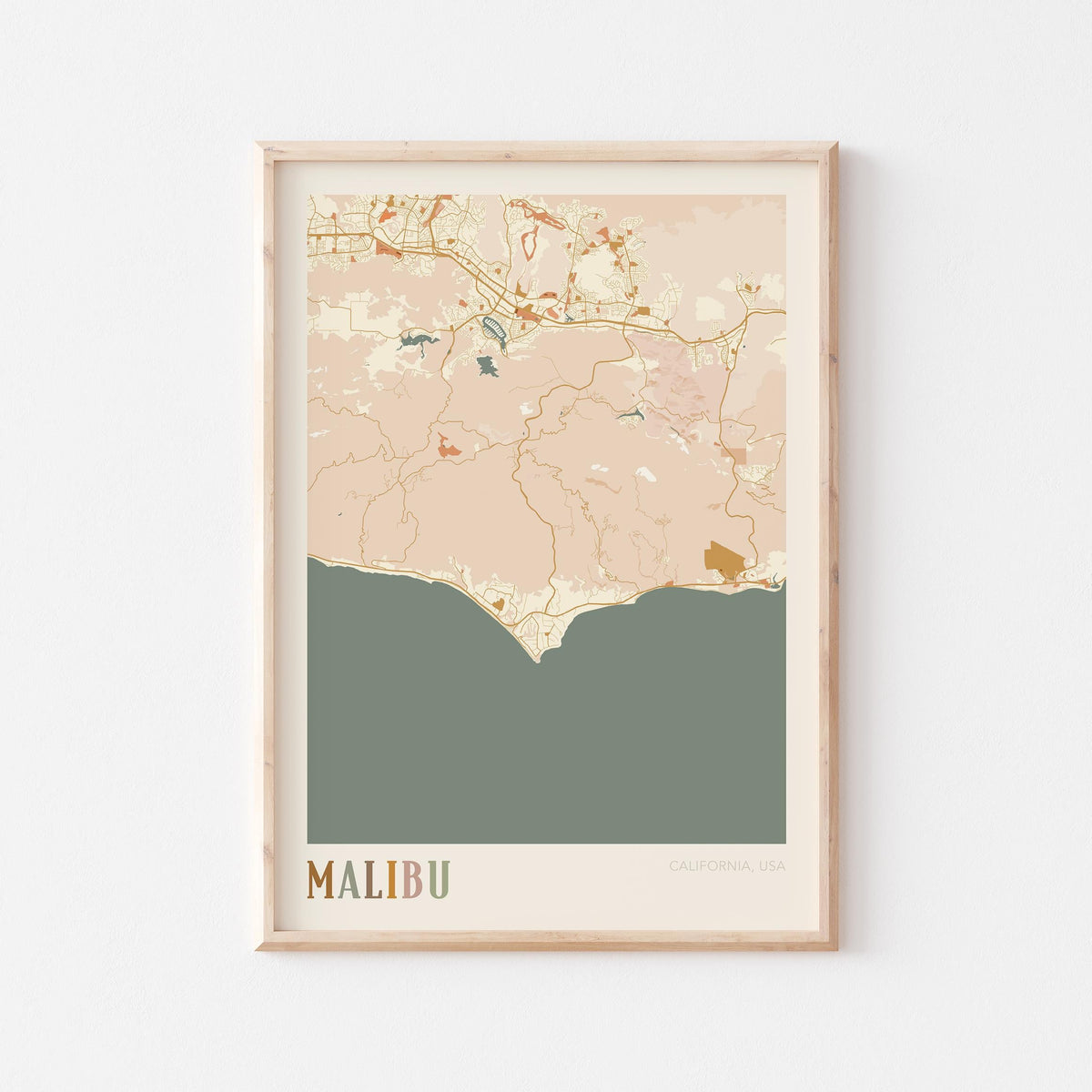 malibu, california map poster - image 1