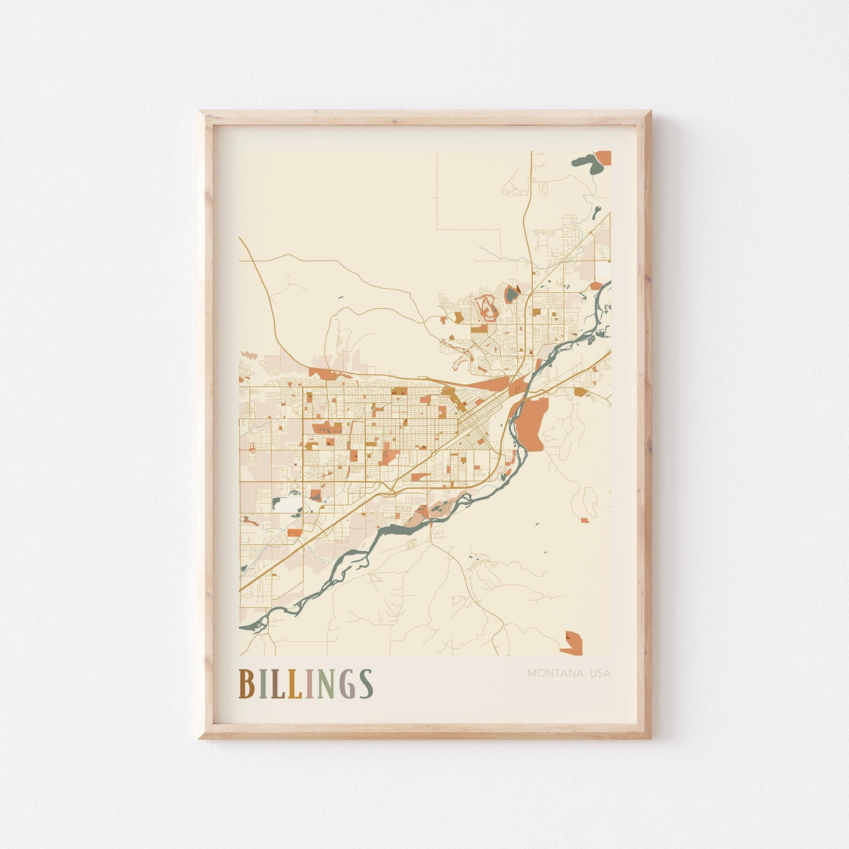 billings, montana map poster - image 1