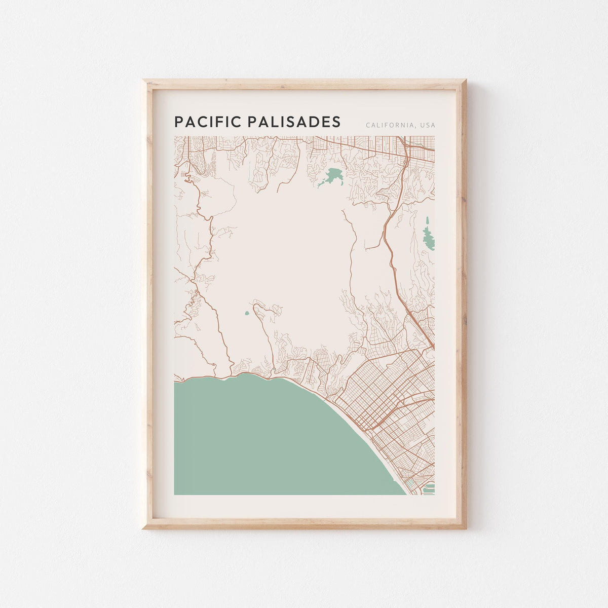 pacific palisades, california map poster - image 1