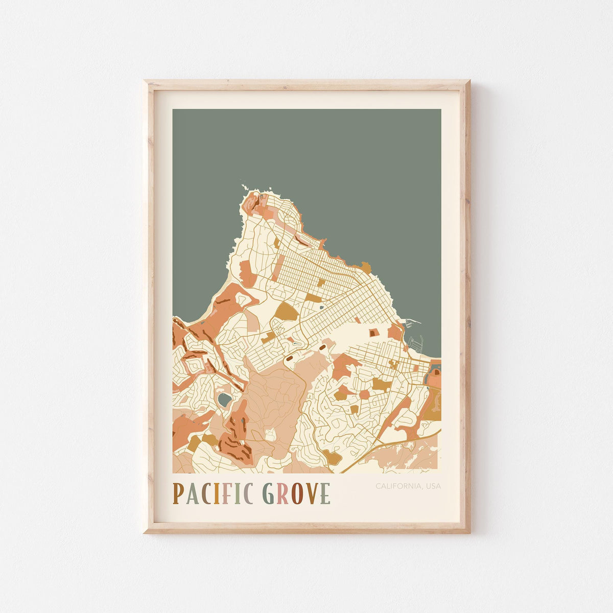 pacific grove, california map poster - image 1