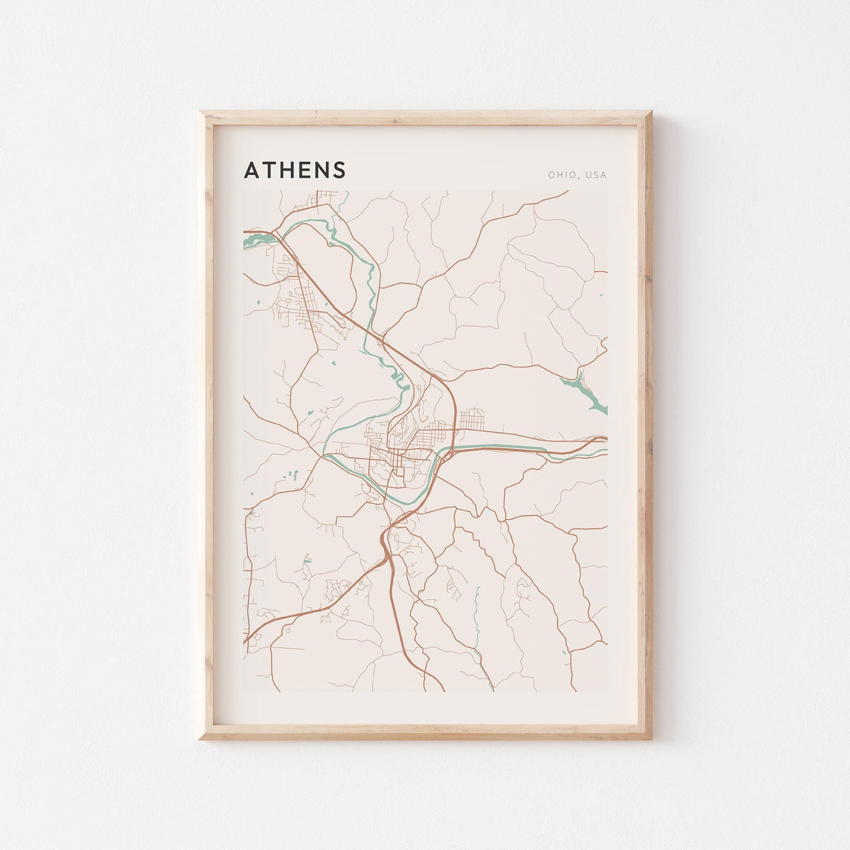 athens, ohio map poster - image 1