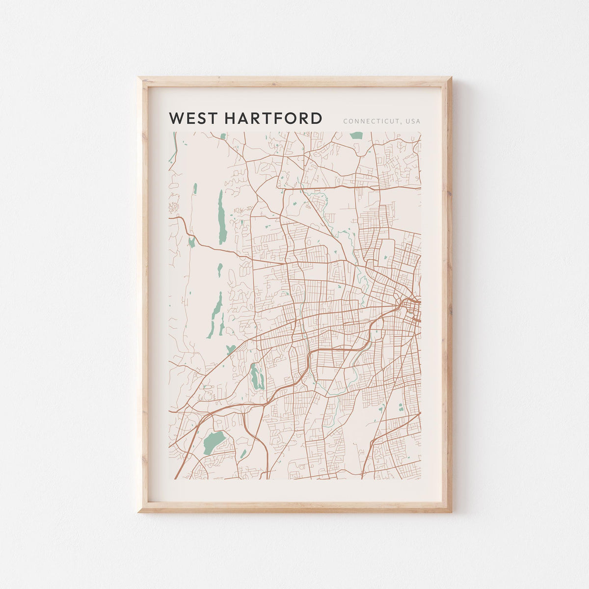 west hartford, connecticut map poster - image 1