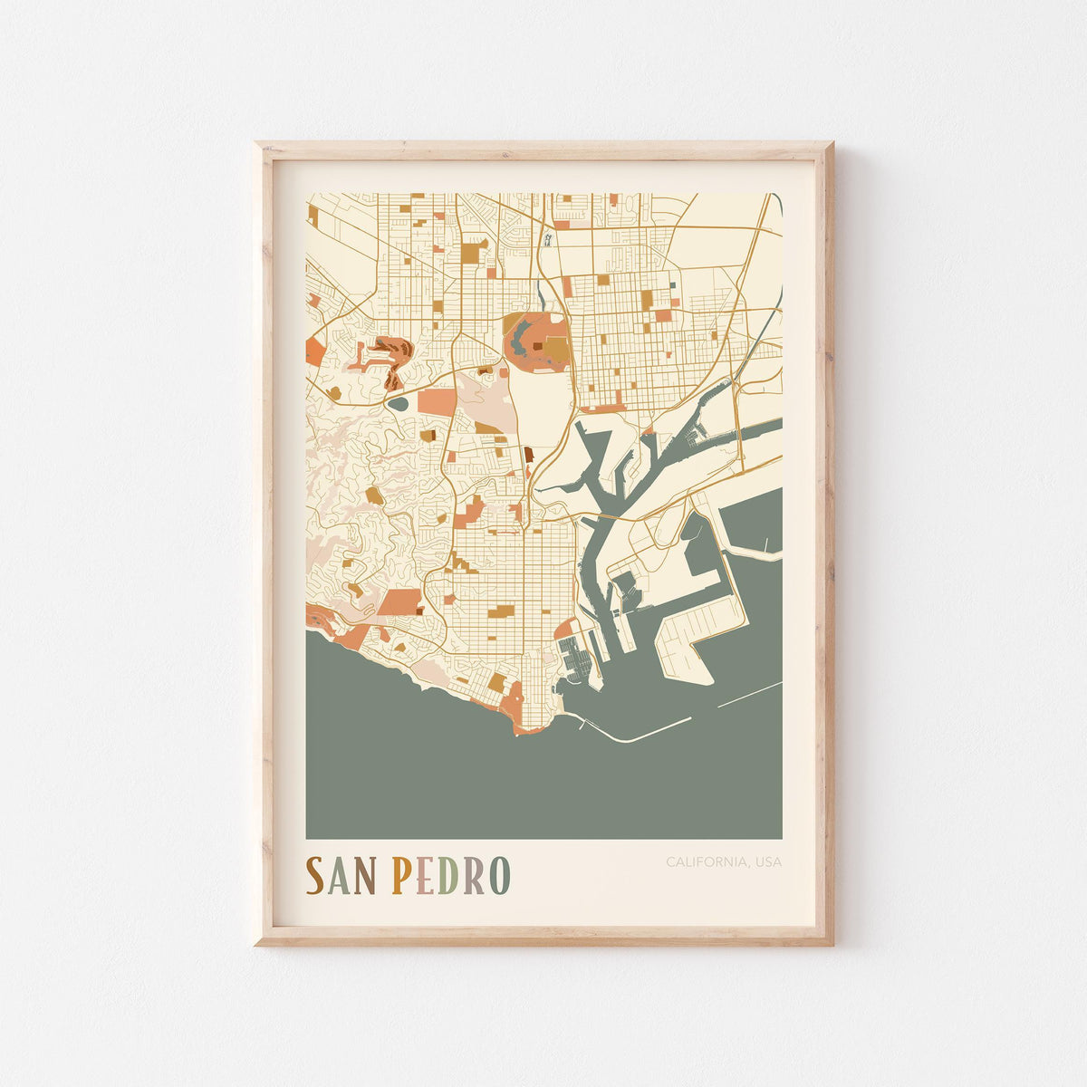 san pedro, california map poster - image 1
