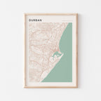 durban, south africa map poster - image 1