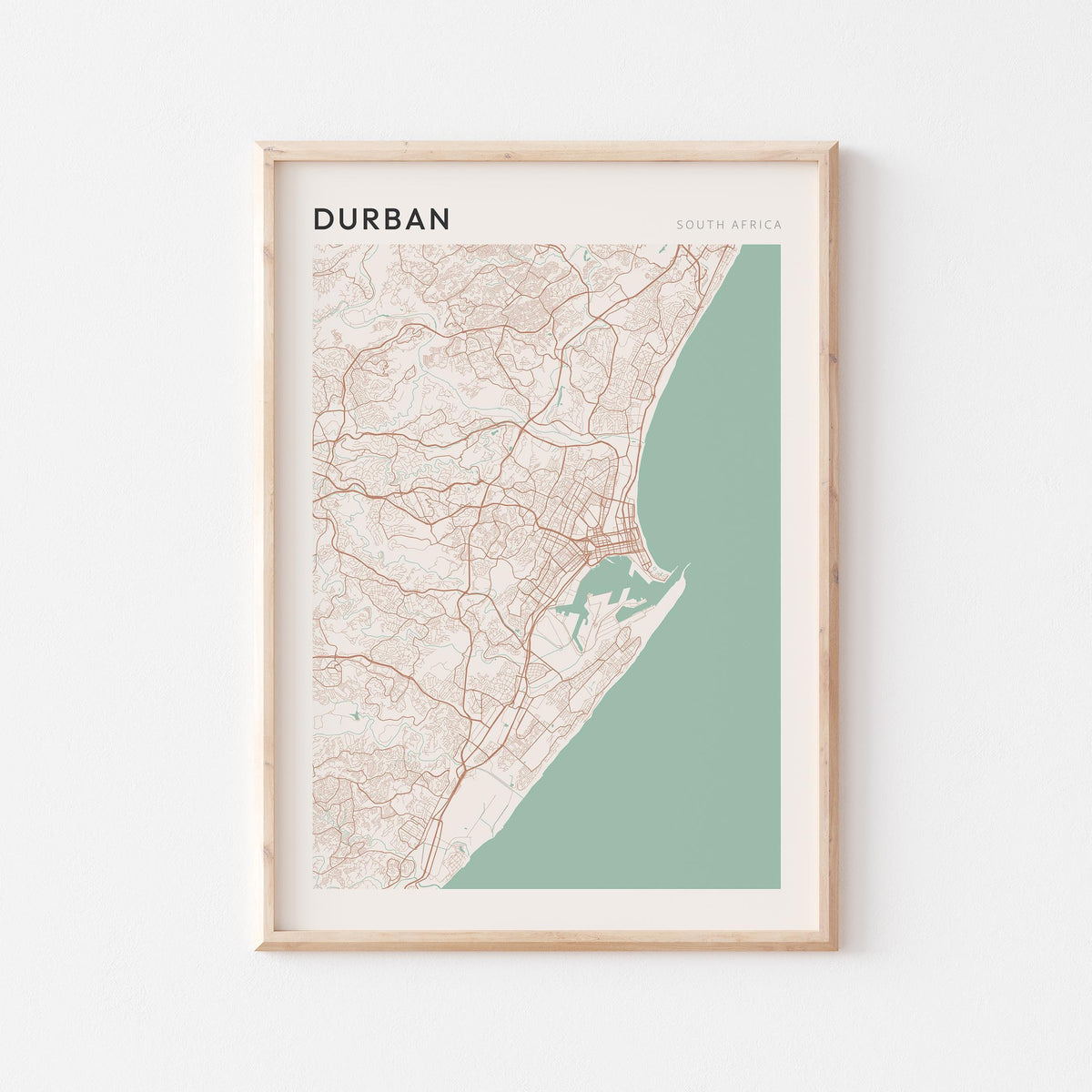 durban, south africa map poster - image 1