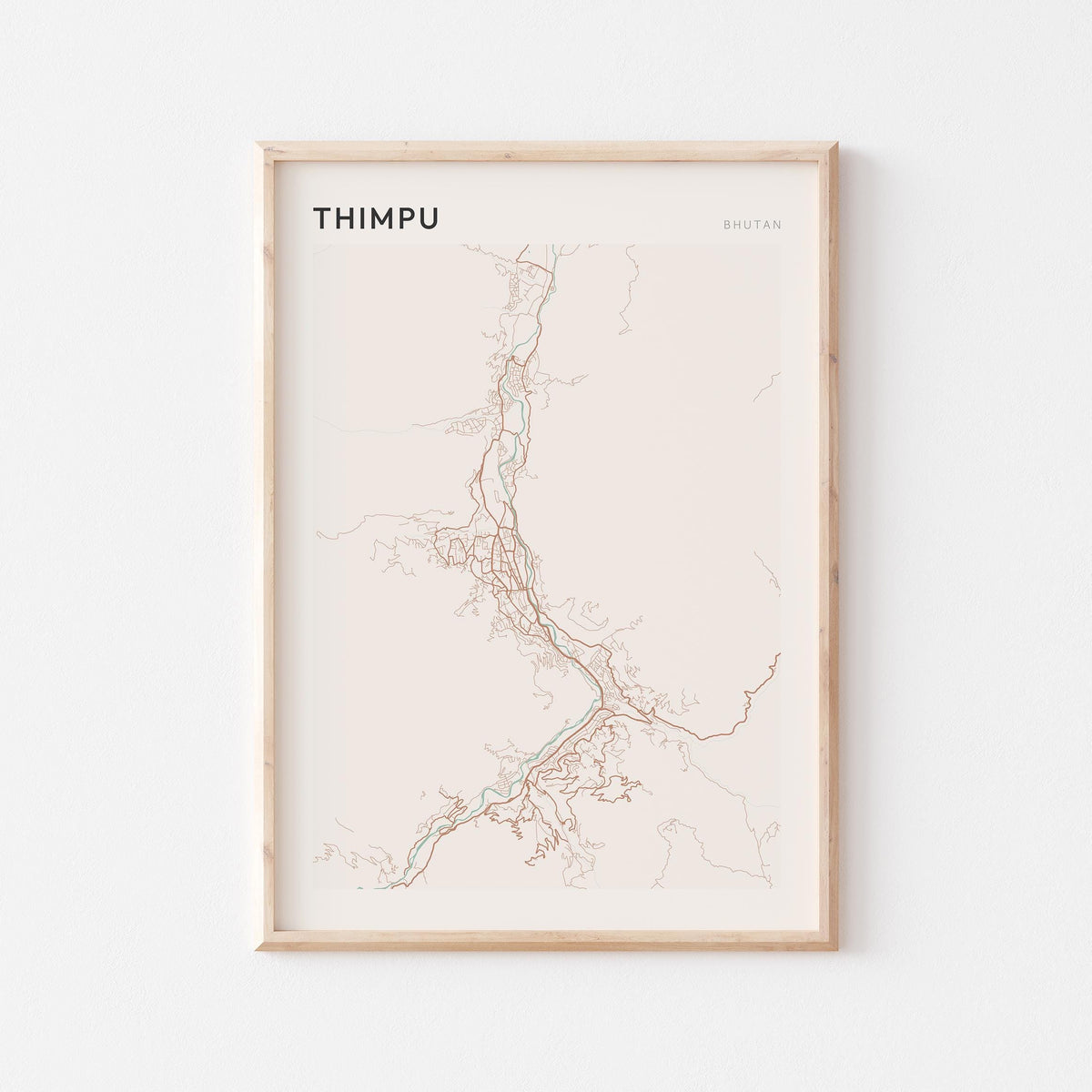 thimpu, bhutan map poster - image 1