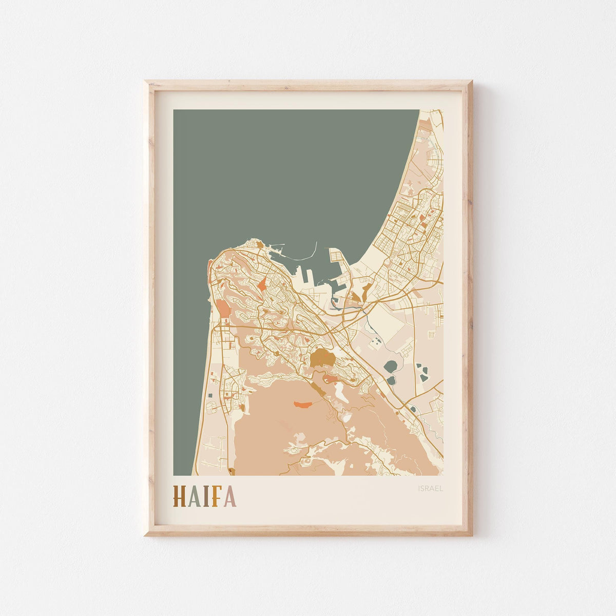 haifa, israel map poster - image 1