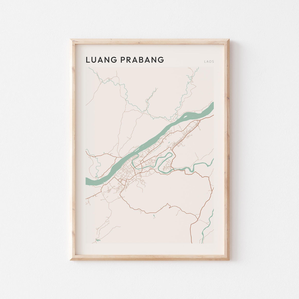 luang prabang, laos map poster - image 1