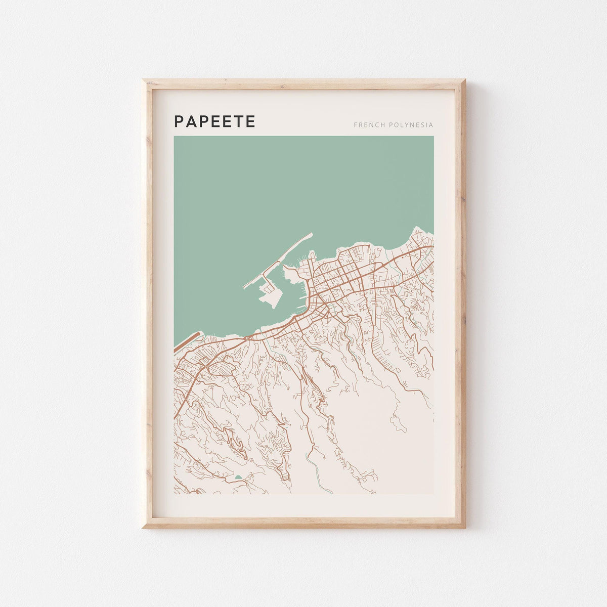 papeete, french polynesia map poster - image 1