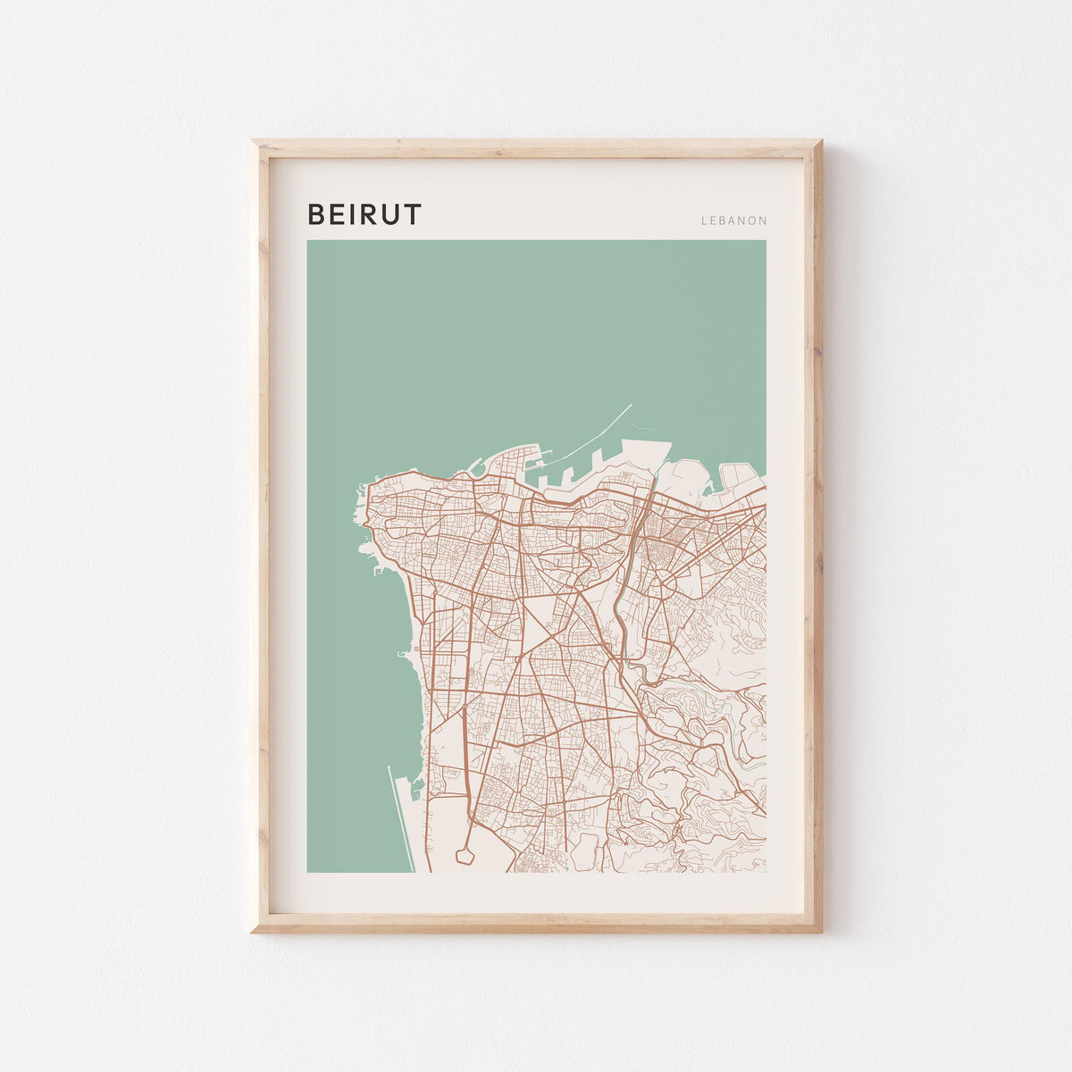 beirut, lebanon map poster - image 1