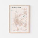 san pedro sula, honduras map poster - image 1