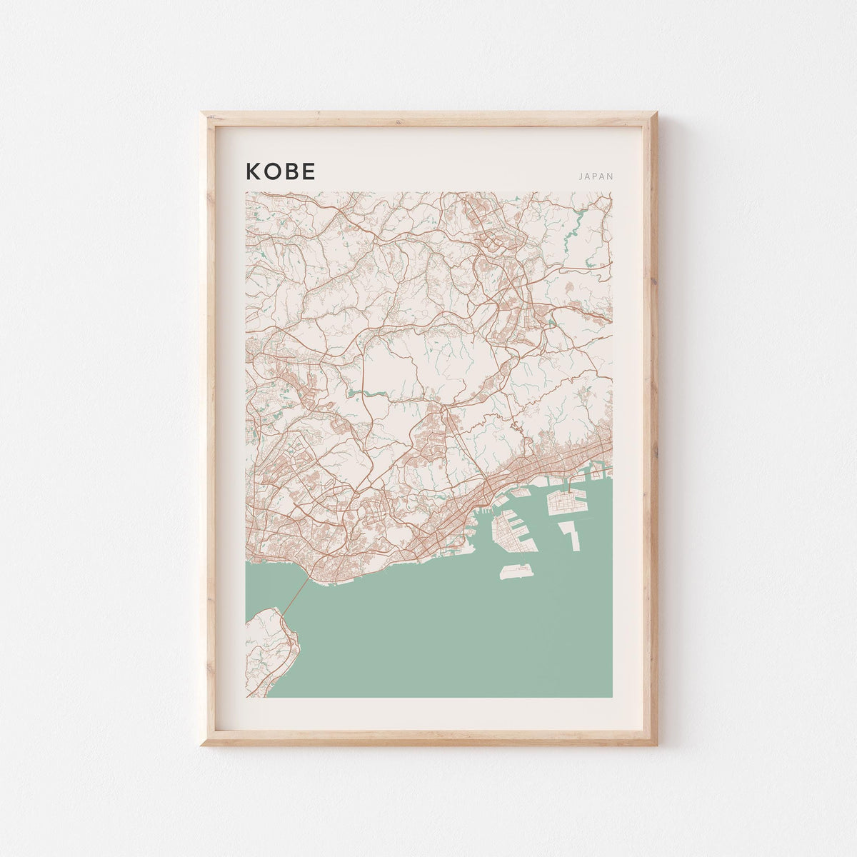 kobe, japan map poster - image 1