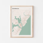 mombasa, kenya map poster - image 1