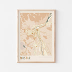 mostar bosnia and herzegovina map poster - image 1