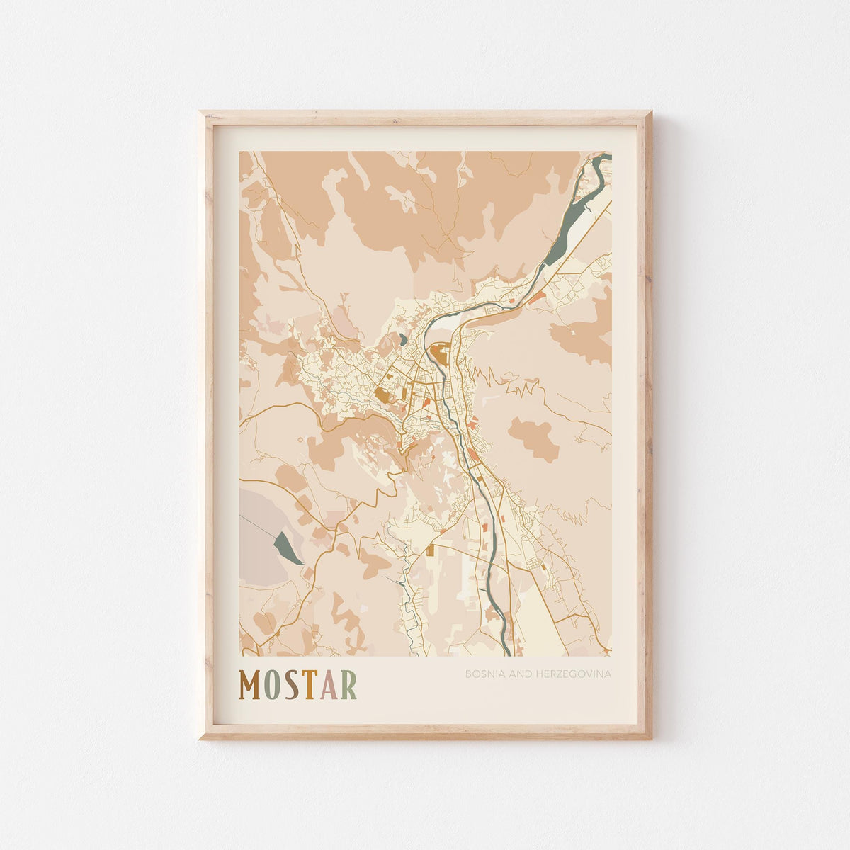 mostar bosnia and herzegovina map poster - image 1