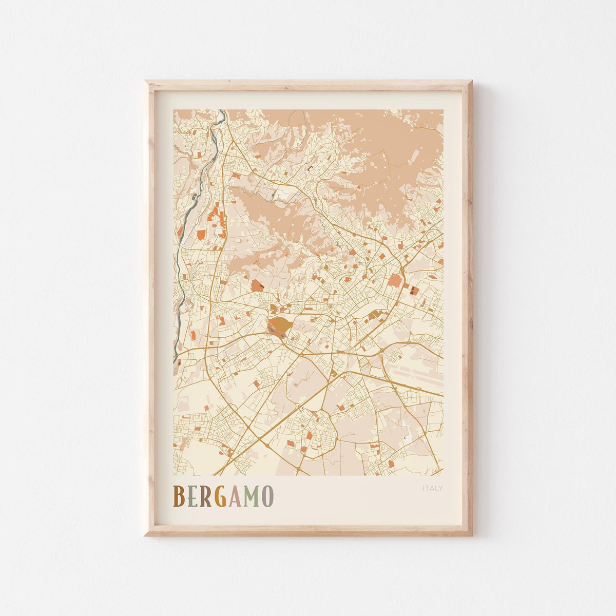 bergamo italy map poster - image 1