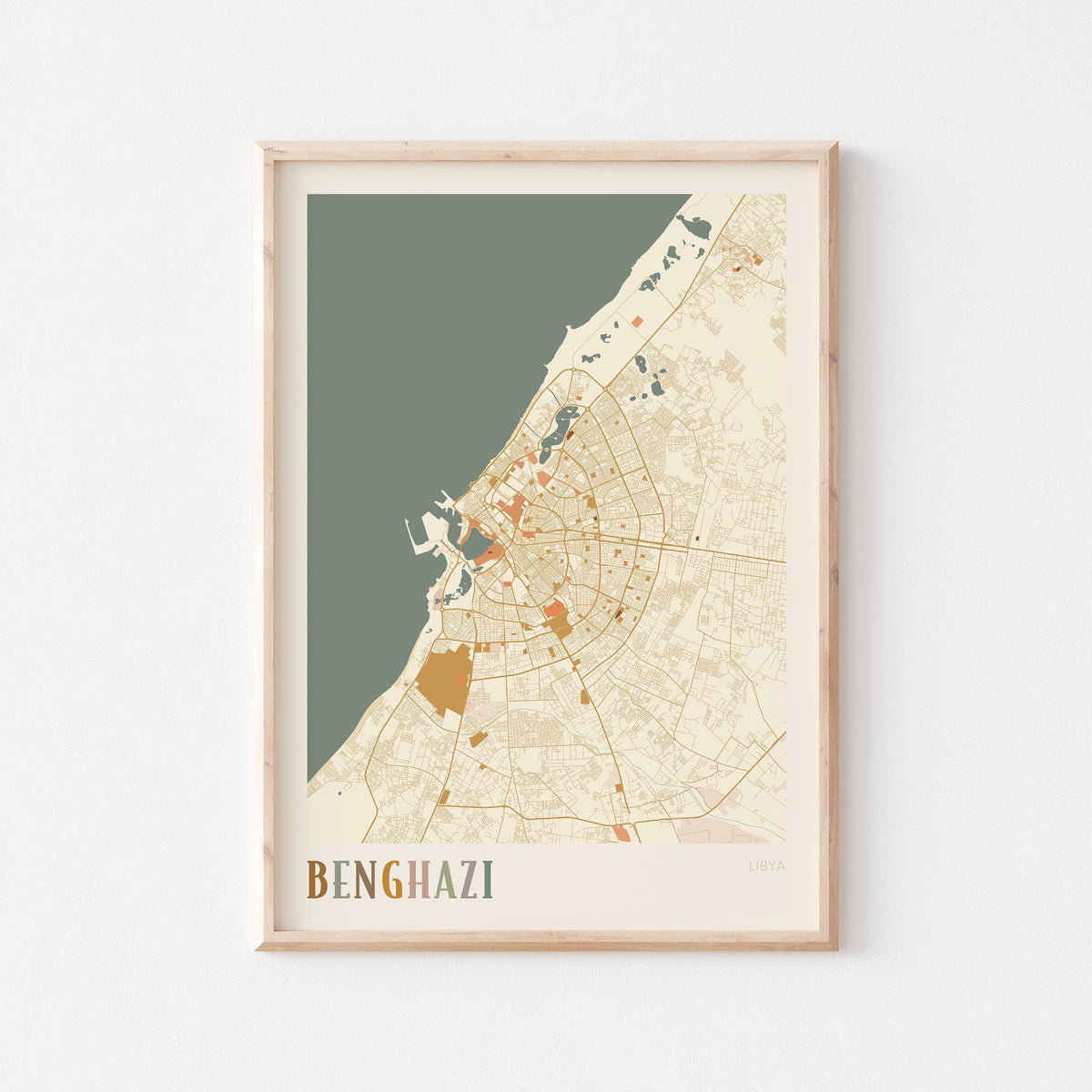 benghazi, libya map poster - image 1