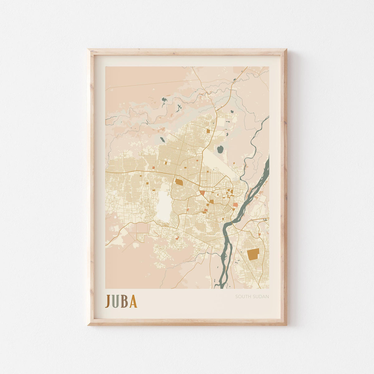 juba, south sudan map poster - image 1