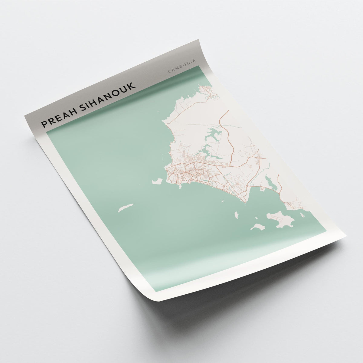 preah sihanouk, cambodia map poster - image 4