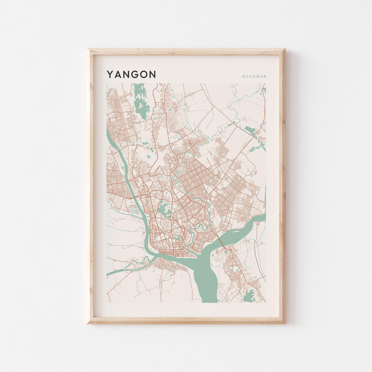 yangon, myanmar map poster - image 1