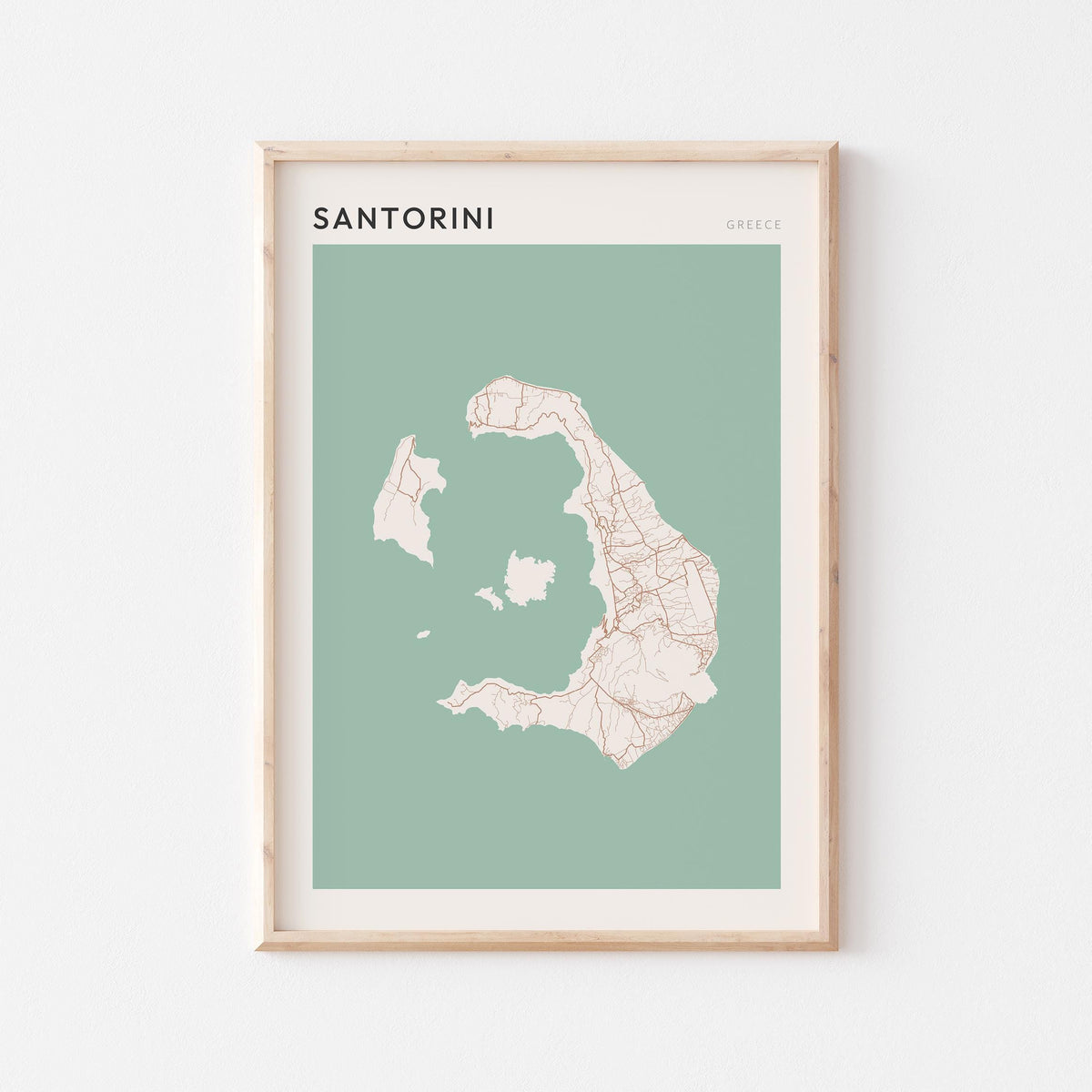santorini greece map poster - image 1
