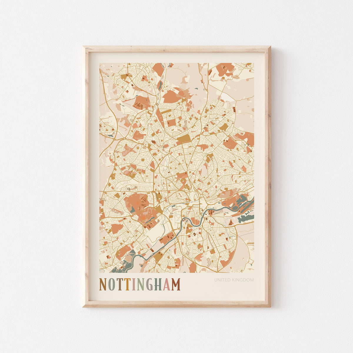 nottingham, united kingdom map poster - image 1