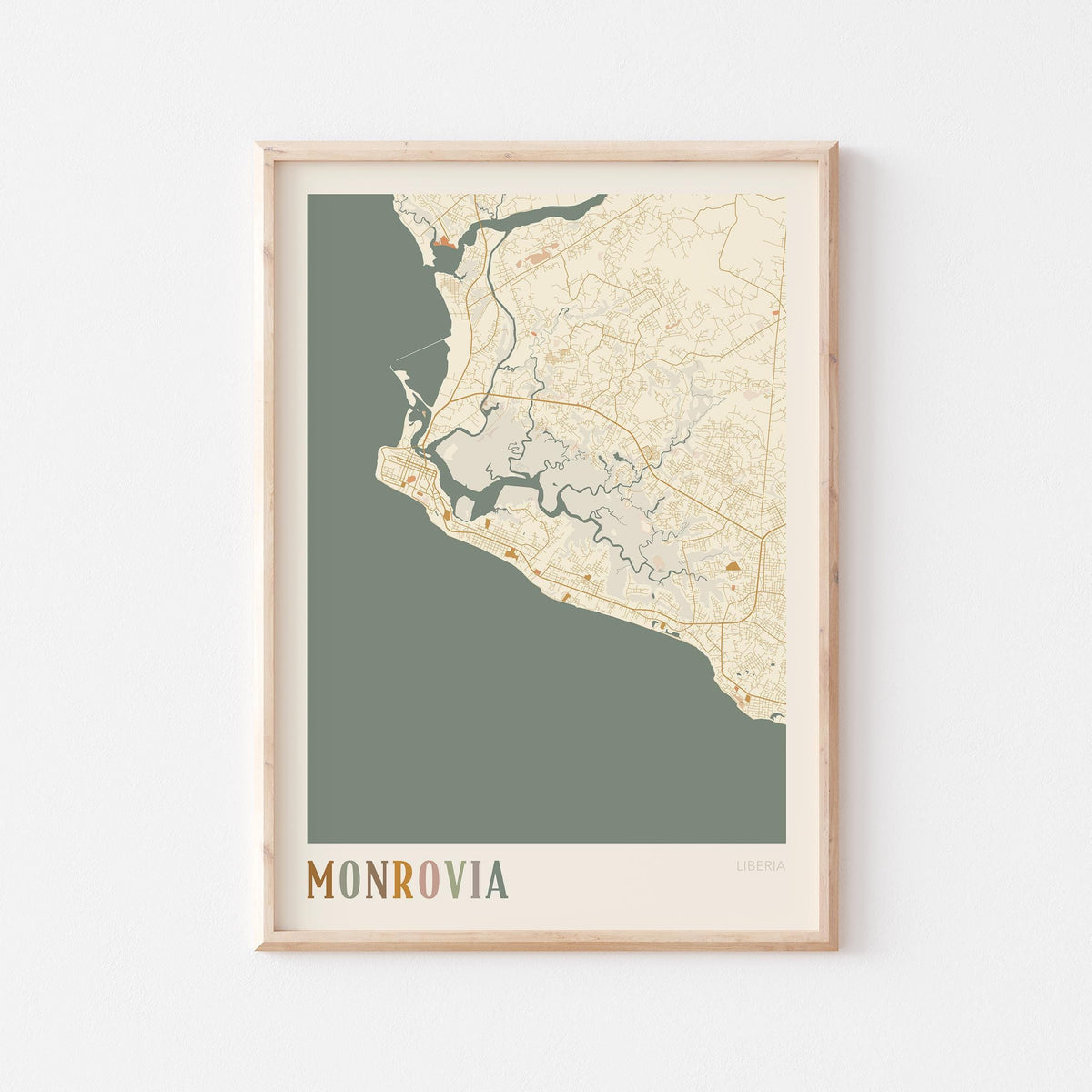 monrovia, liberia map poster - image 1