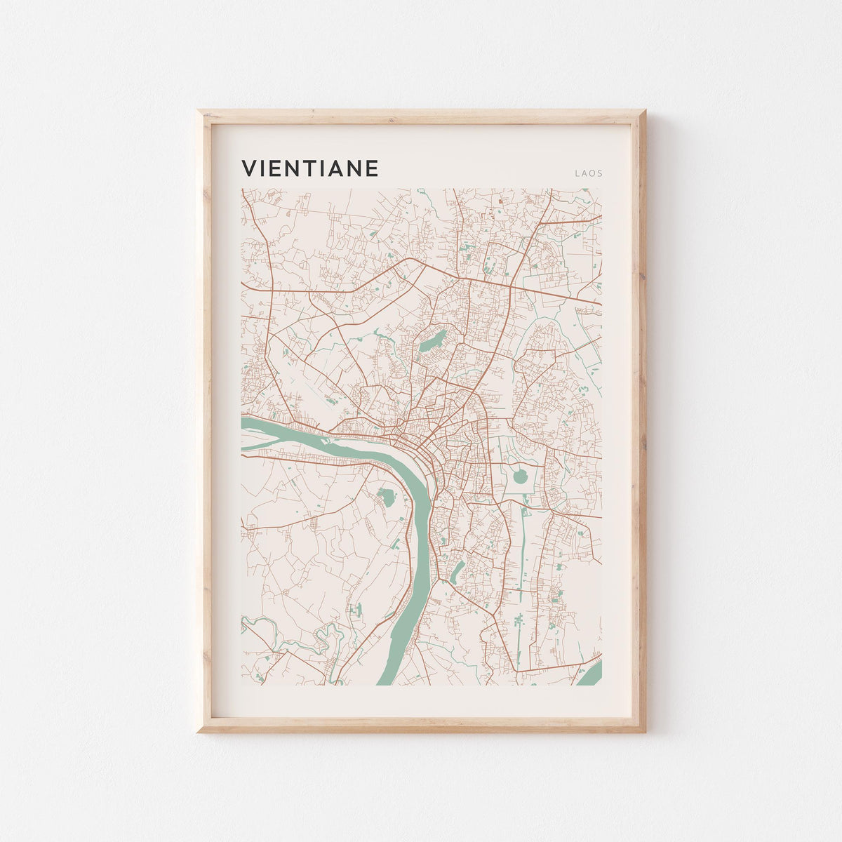 vientiane, laos map poster - image 1