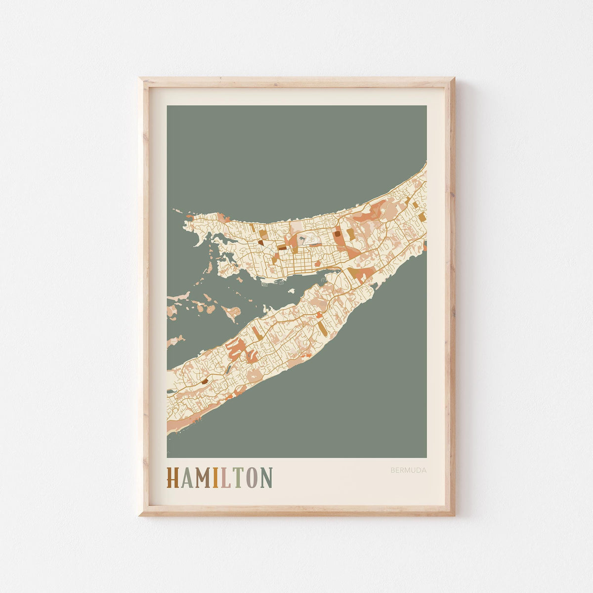 hamilton, bermuda map poster - image 1