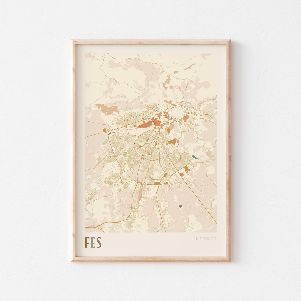 fes, morocco map poster - image 1