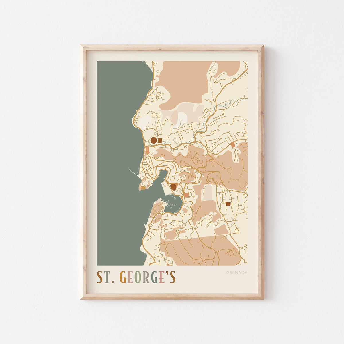 saint georges, grenada map poster - image 1