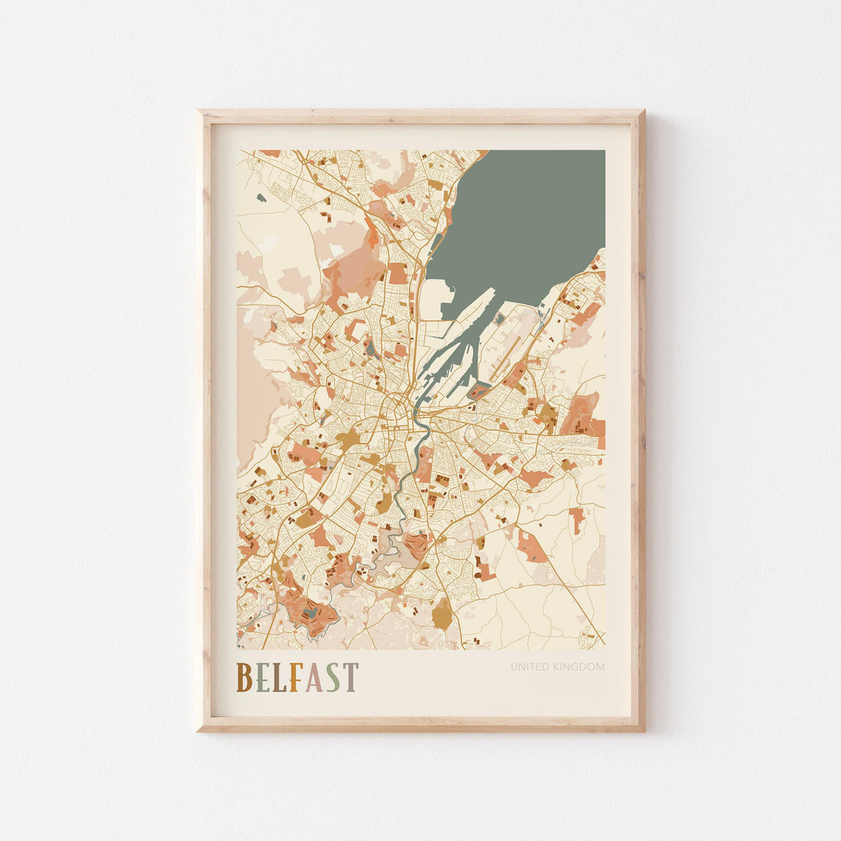 belfast, united kingdom map poster - image 1