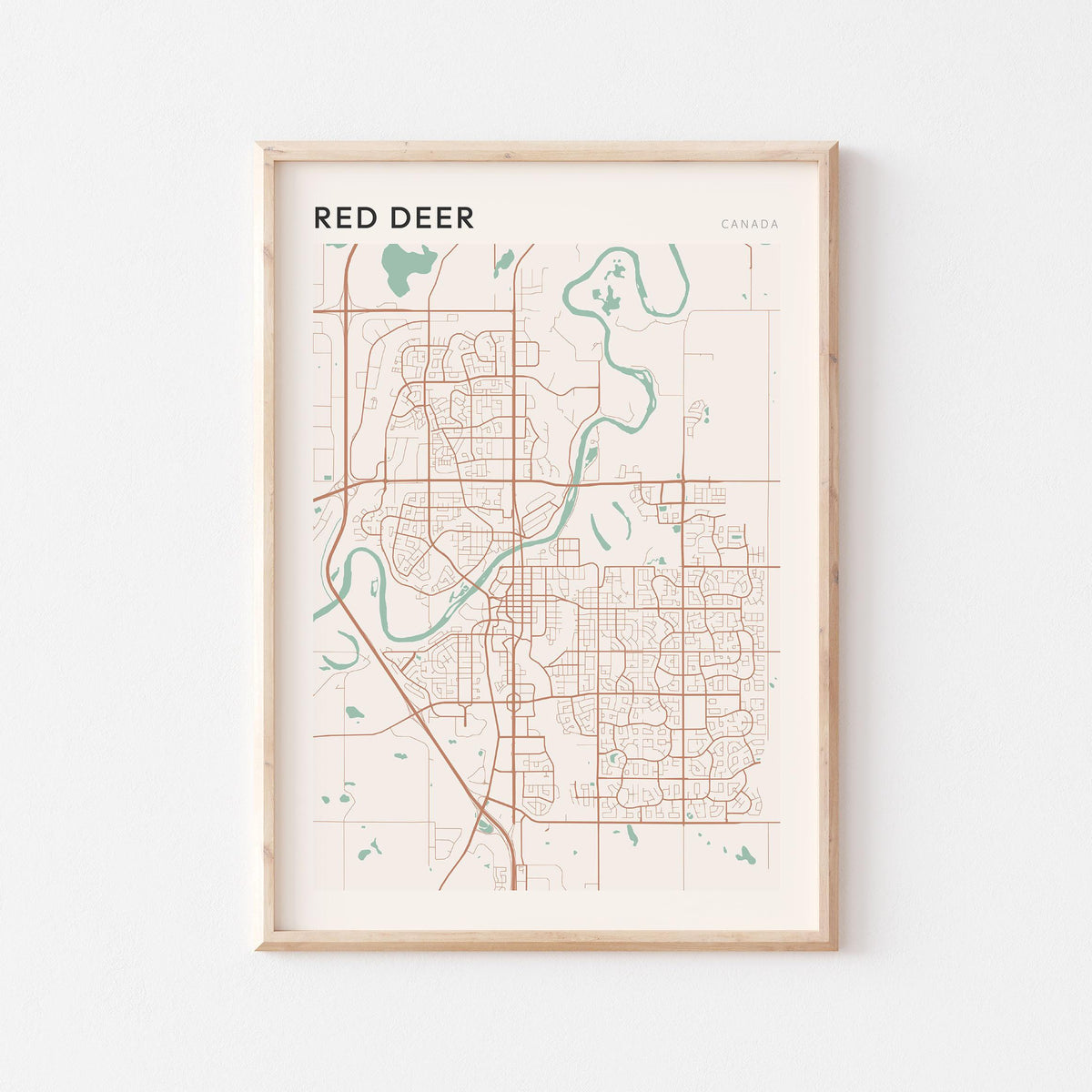 red deer, alberta map poster - image 1