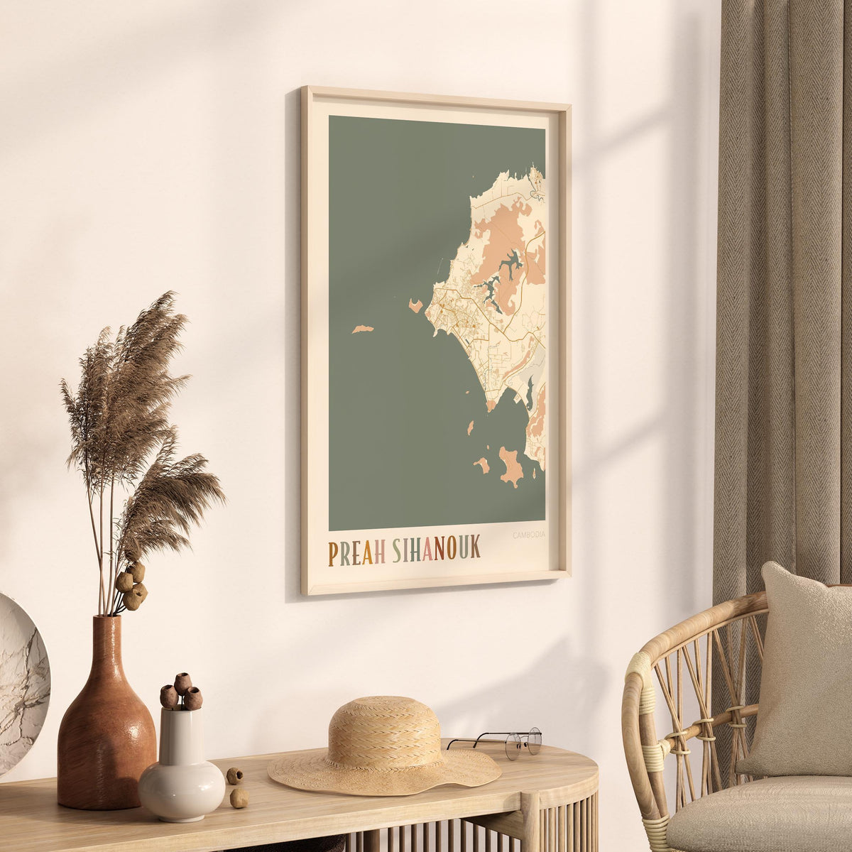 preah sihanouk, cambodia map poster - image 2